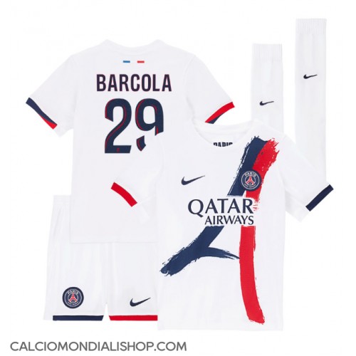 Maglie da calcio Paris Saint-Germain Bradley Barcola #29 Seconda Maglia Bambino 2024-25 Manica Corta (+ Pantaloni corti)